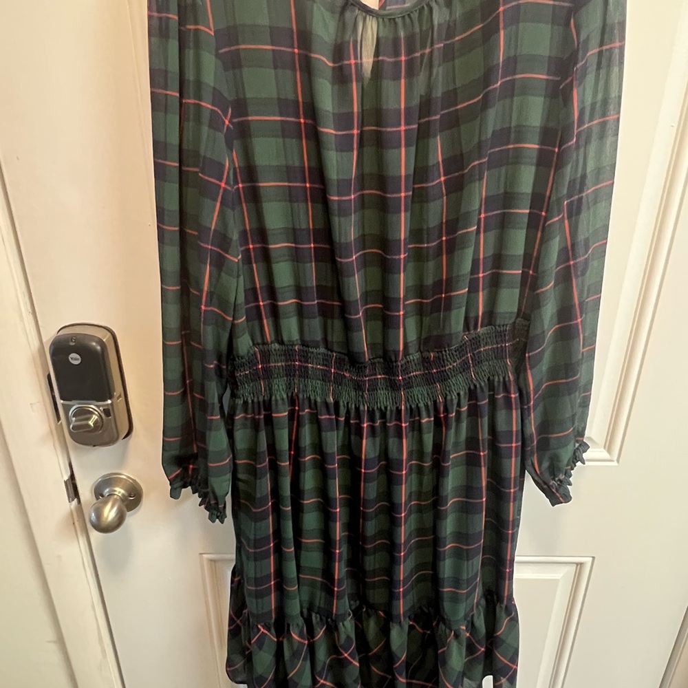 J. Crew Green and Red Plaid Dress